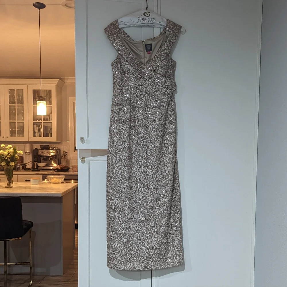 Vince Camuto Off the Shoulder Sequin & Lace Gown, Worn Only Once - 10 - Picture 2 of 7